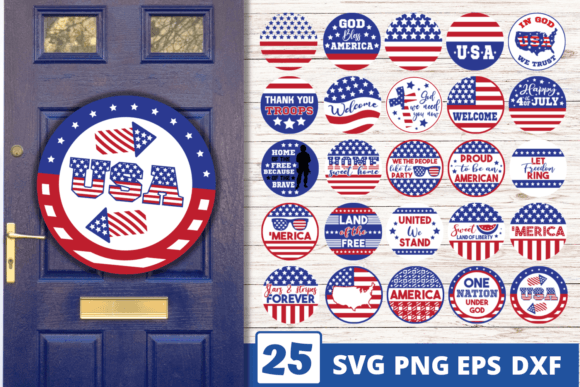 Download 4th of July Round Door Sign - Premium Resources